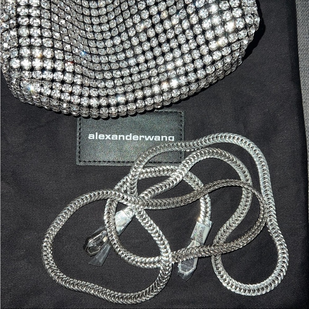 Alexander Wang heiress pouch in rhinestone mesh handbag silver AUTHENTIC - Picture 9 of 13